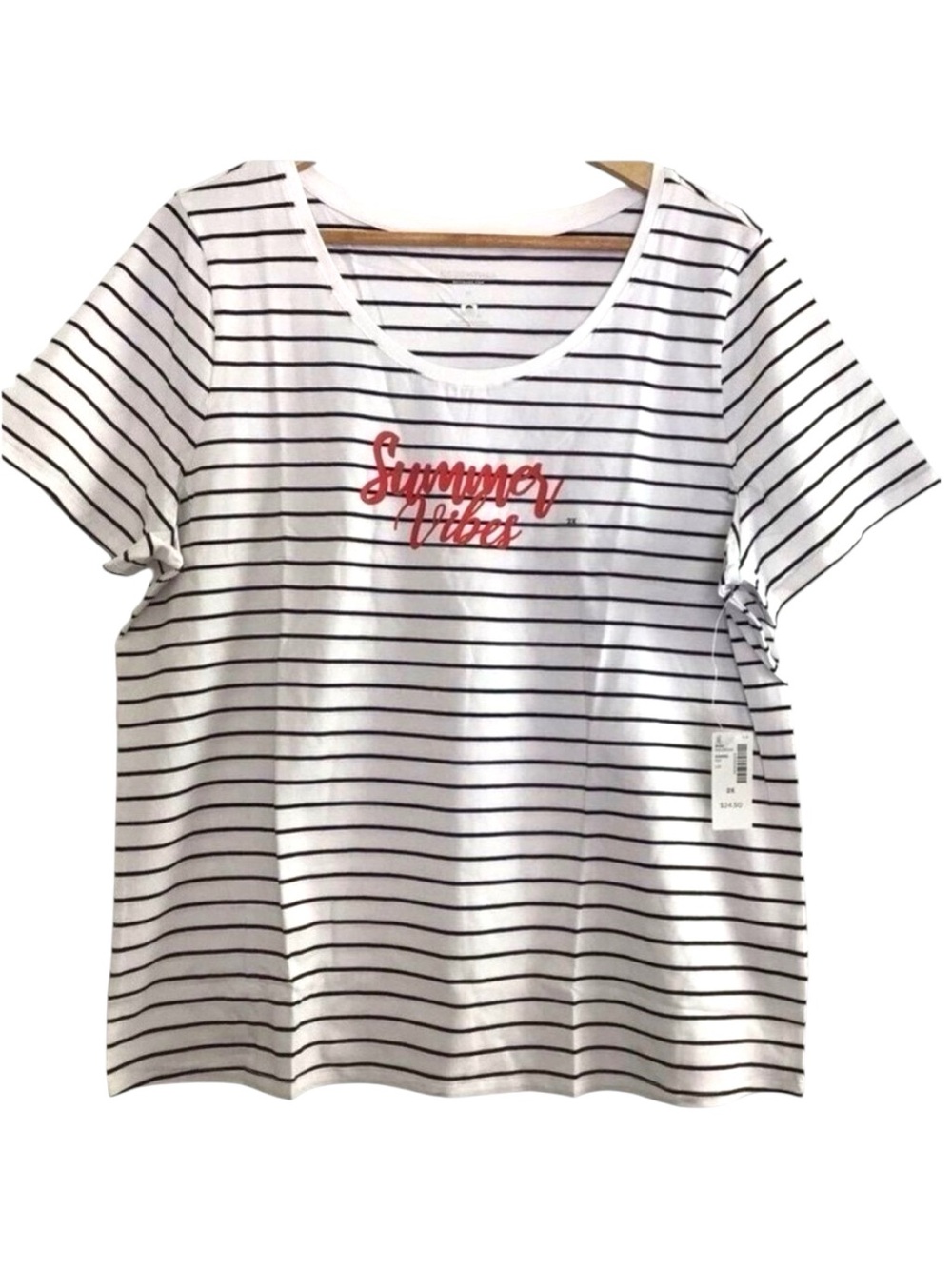 Reitmans Reitmans Resortwear Summer Vibes Striped Scoop Neck Graphic Tee XL NWT